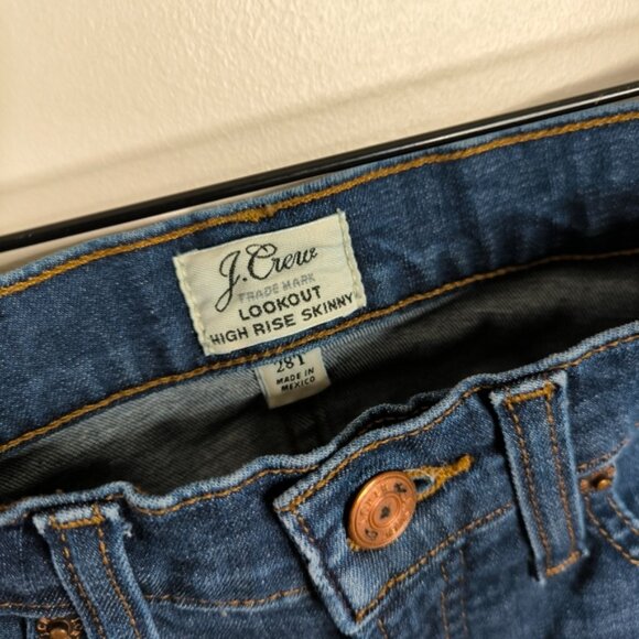 J. Crew Lookout High Rise Skinny Retro 80s Distressed Boho Patchwork Jeans 28T - Picture 4 of 12